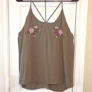Olive green Floral blouse